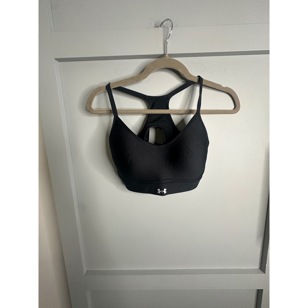 Under Armour Womens Mid Crossback Sports Bra Black Medium Impact 1372871 Size M